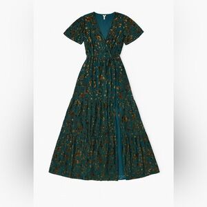 Elegant Green Floral Maxi Dress - size small